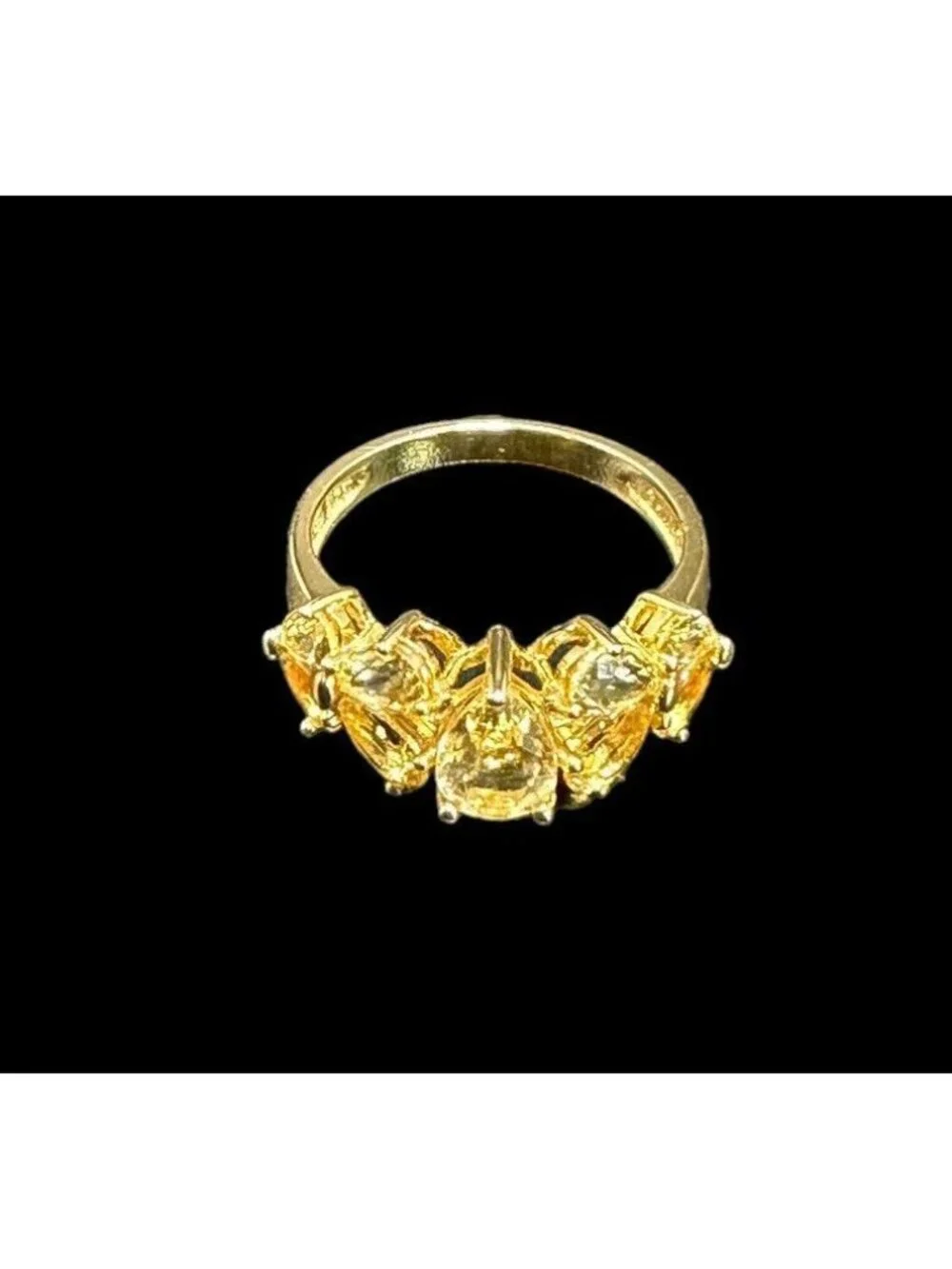 Signed Ross Simons 925 Ring Citrine Two Row Gold Over Sterling Band Size 10